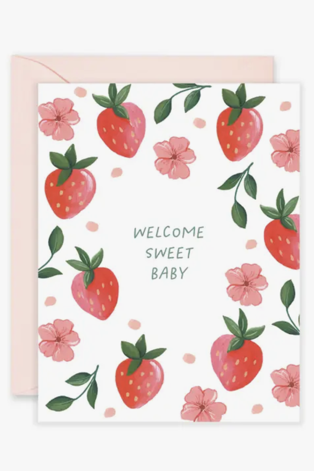 Isabella Single Baby Card - Sweet Strawberry