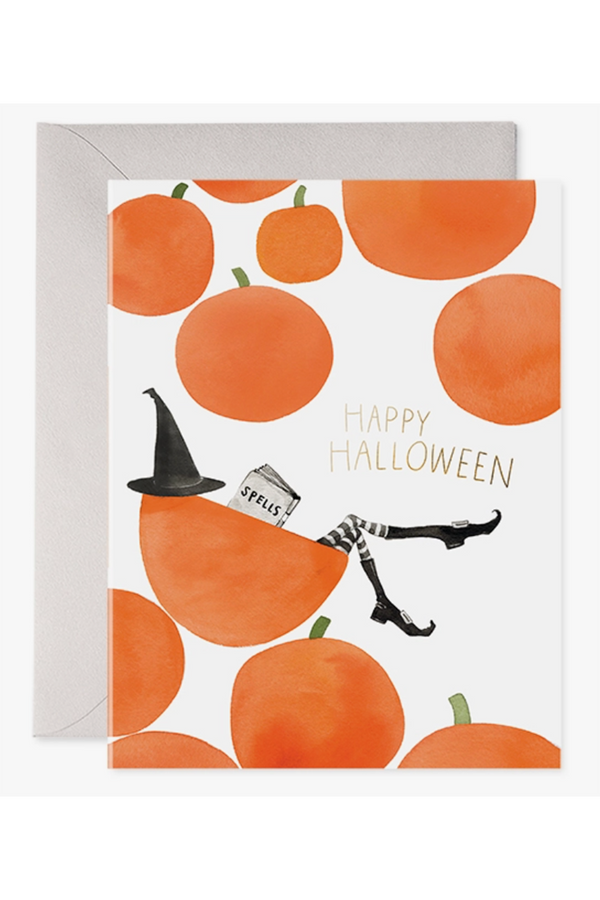 EFRAN Halloween Greeting Card - Pumpkin Witch