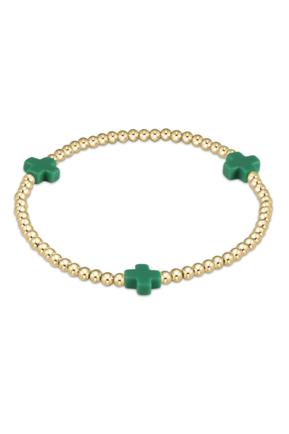 EN Gold Signature Cross Pattern Bracelet 3mm - Emerald