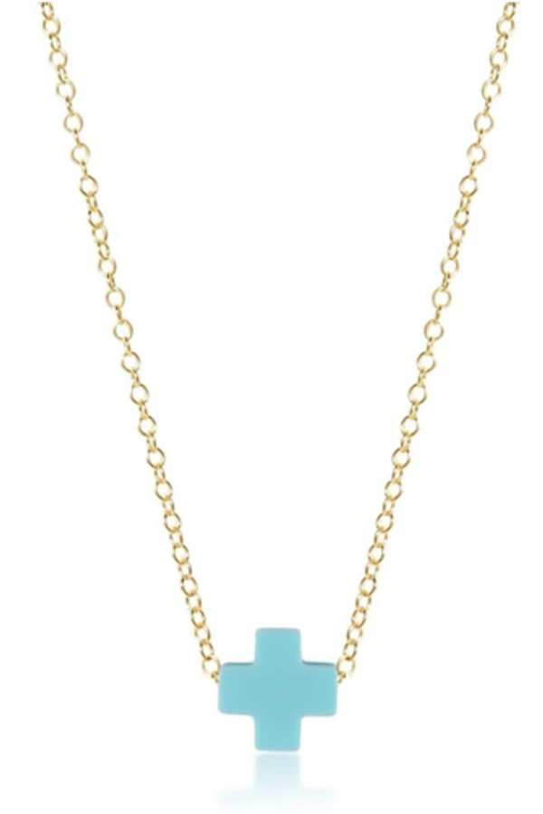 EN Signature Colored Cross Necklace - Turquoise
