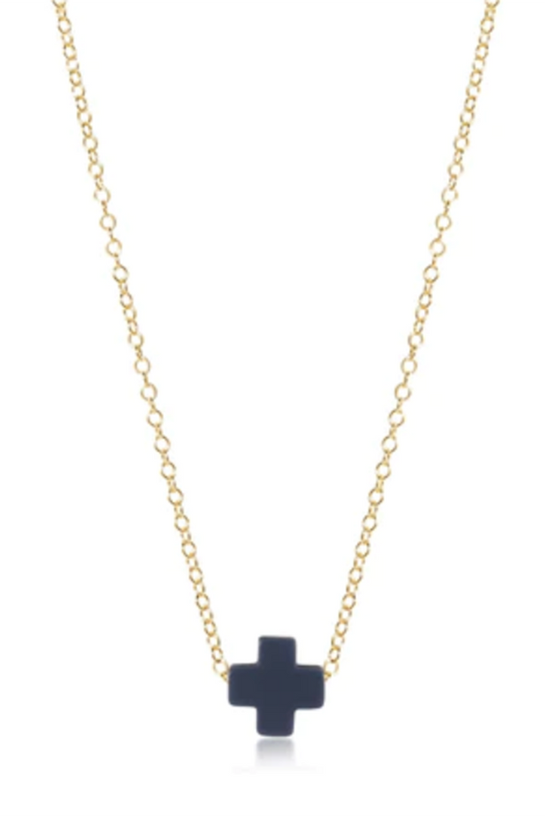 EN Signature Colored Cross Necklace - Navy