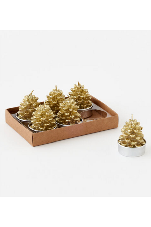Gold Pinecone T-Light Boxed