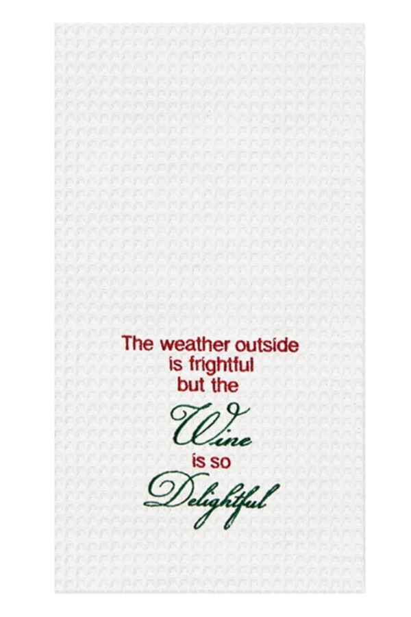 Holiday Waffle Kitchen Towel - Wine is So Delightful