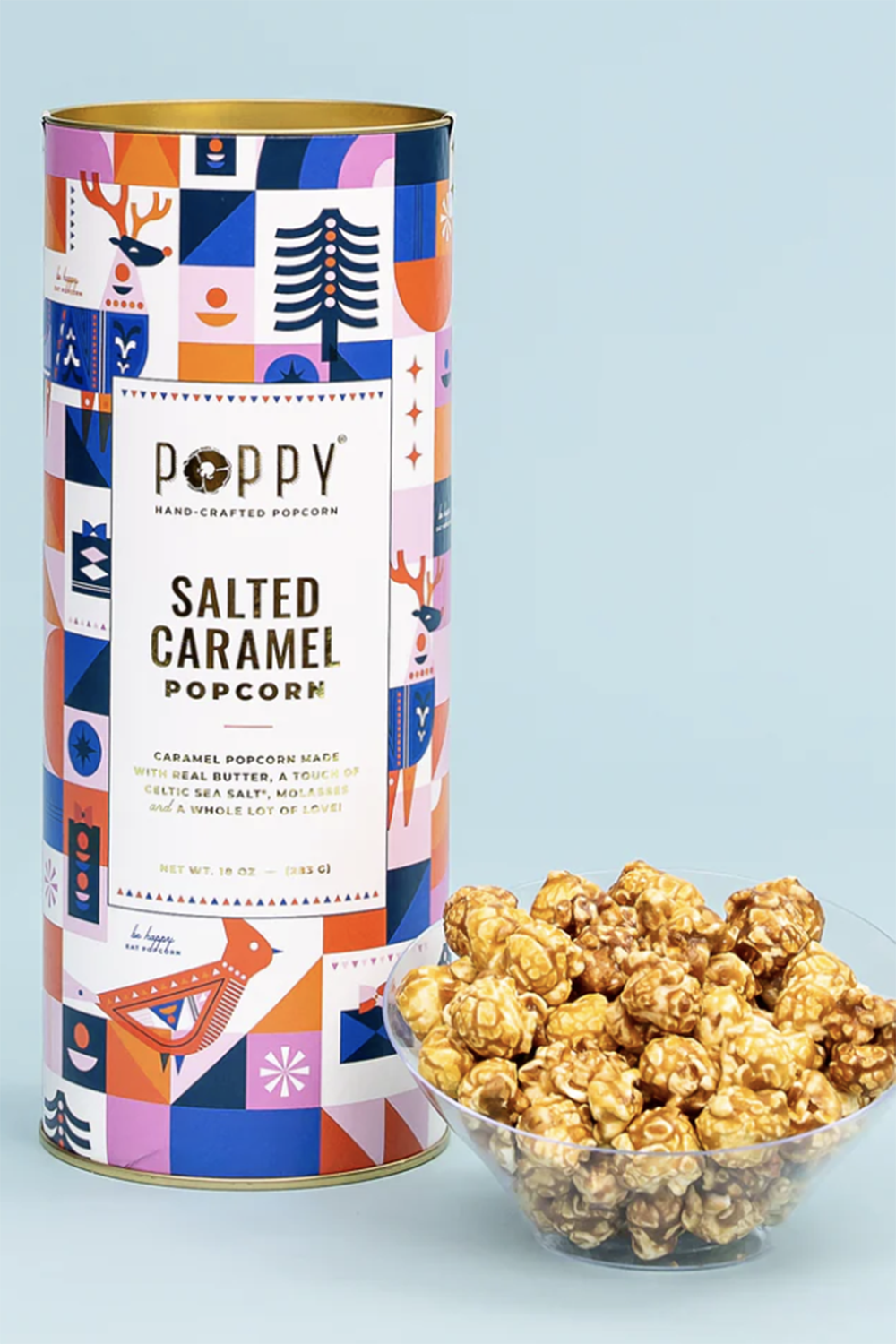 Poppy Popcorn Cylinder Can - Salted Caramel Holiday