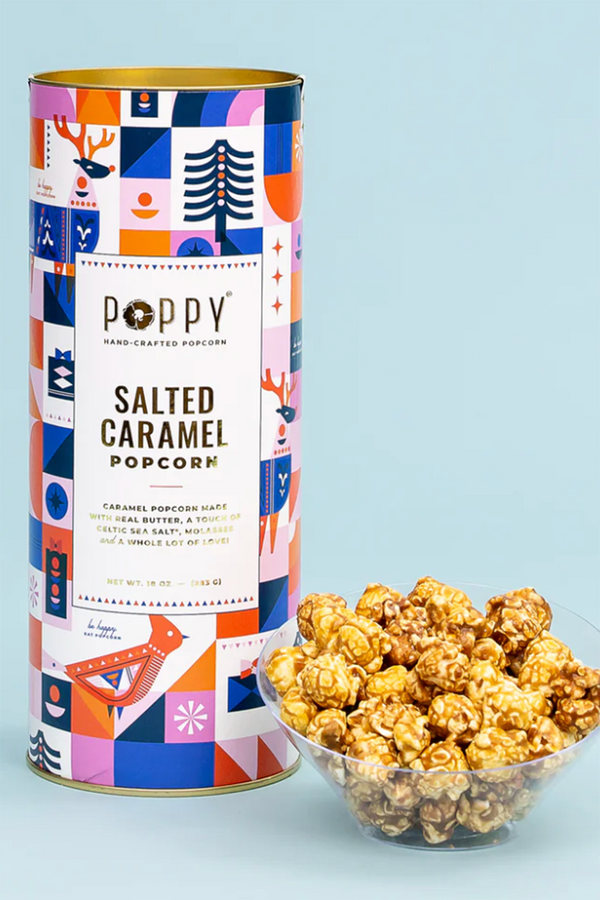 Poppy Popcorn Cylinder Can - Salted Caramel Holiday