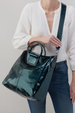 SIDEWALK SALE ITEM - Sheila Tote Bag - Patent Leather Spruce