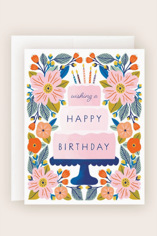 Pea Birthday Card - Floral Cake