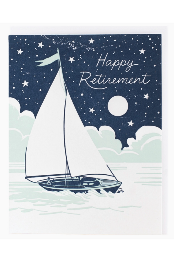Smudgey Greeting Card - Retirement Nighttime Sailboat