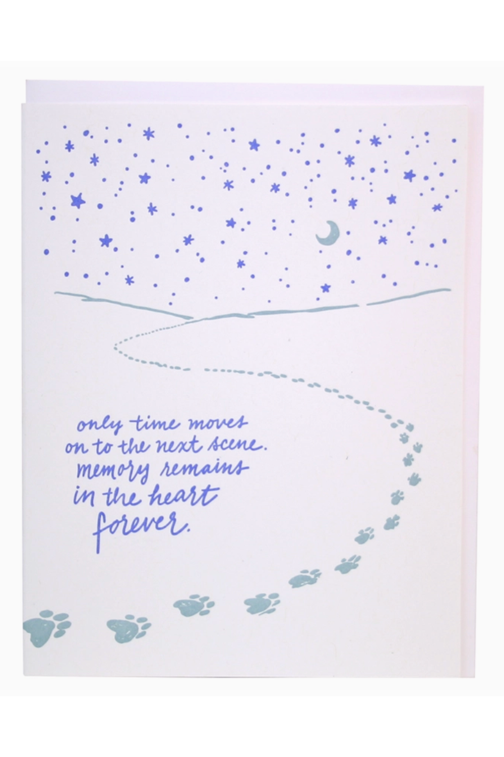 Smudgey Greeting Card - Pet Sympathy Paw Prints Under Stars