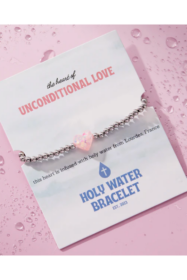 Holy Water Bracelet - Unconditional Love Pink Heart Silver