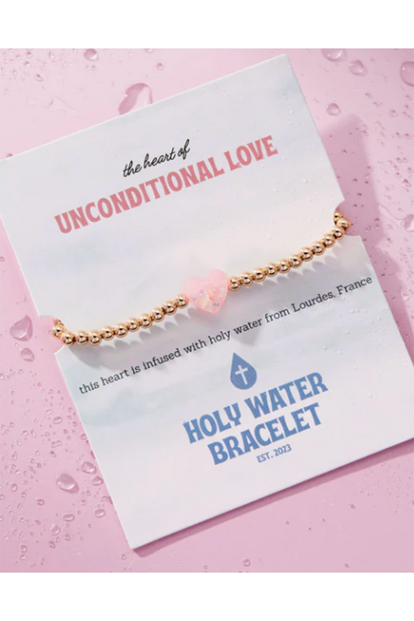 Holy Water Bracelet - Unconditional Love Pink Heart Gold