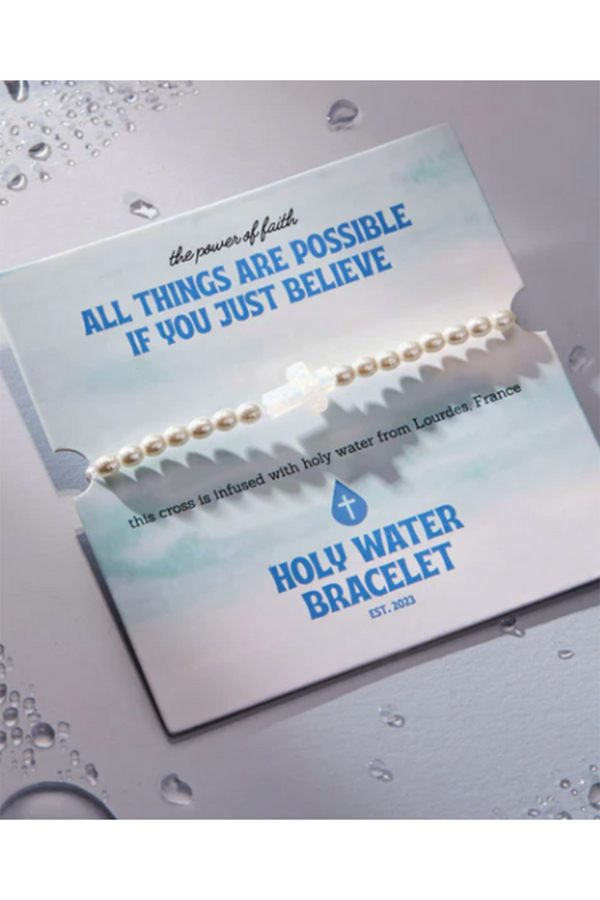 Holy Water Bracelet - Cross Crystal Pearl