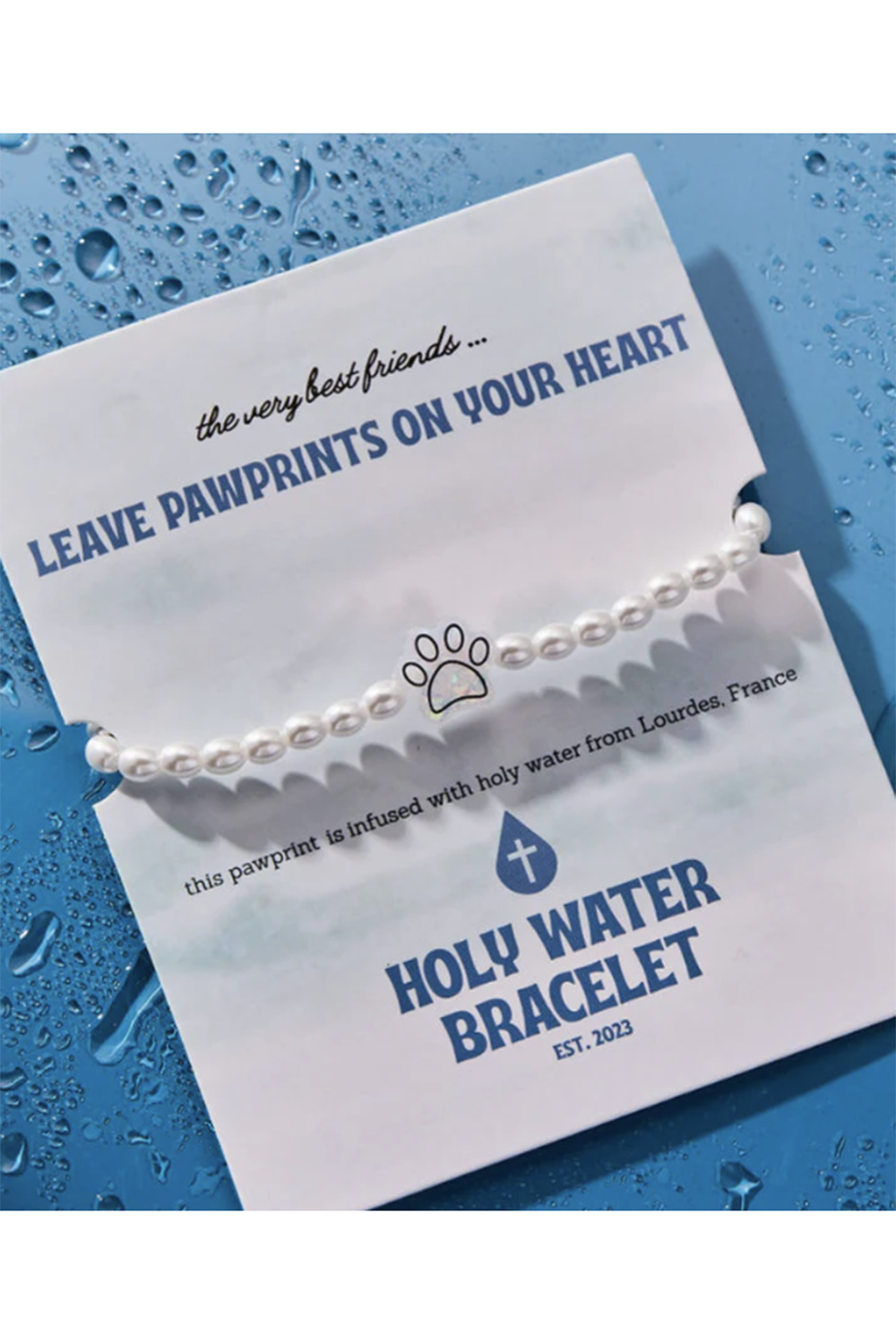 Holy Water Bracelet - Paw Print Pearl