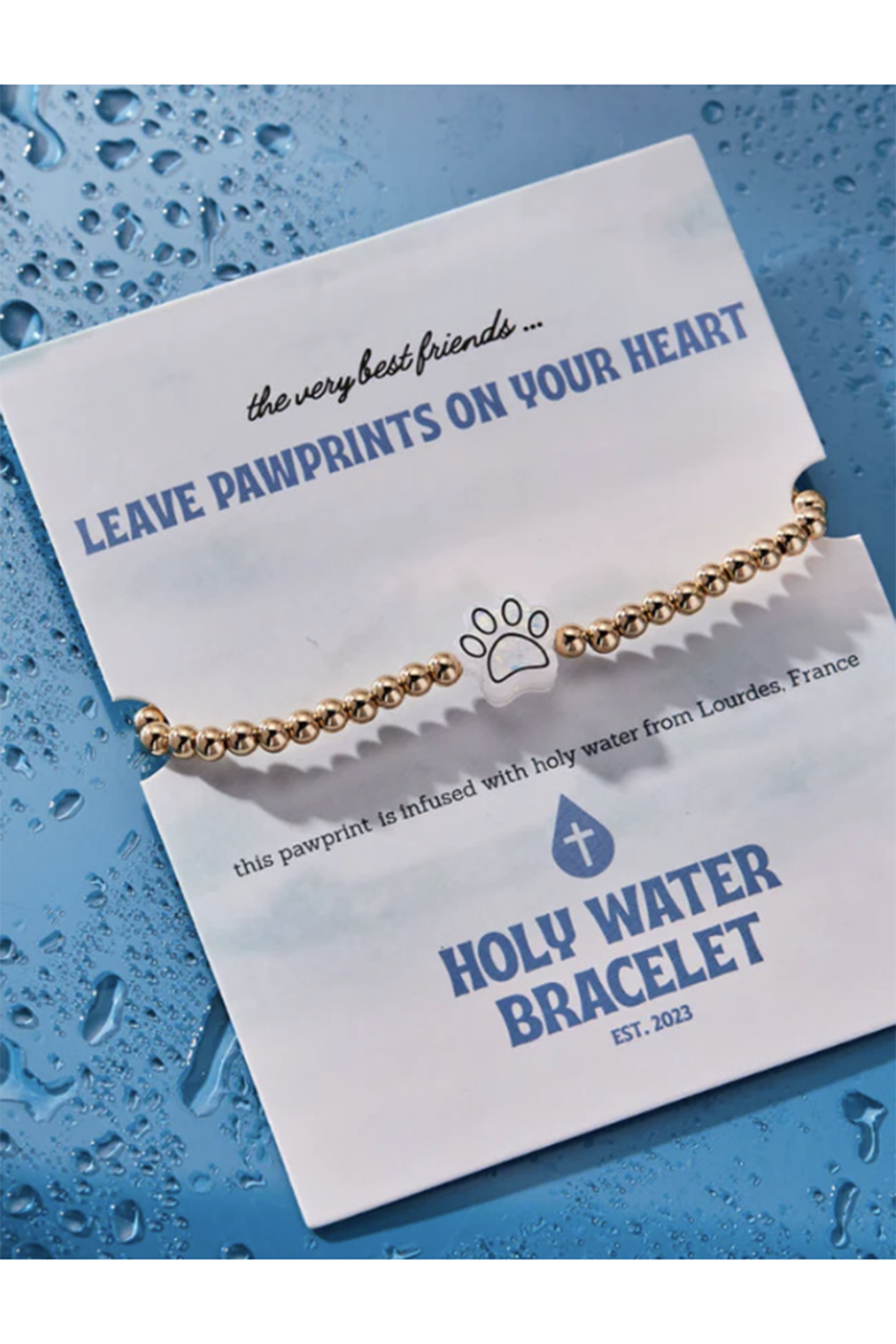 Holy Water Bracelet - Paw Print Gold