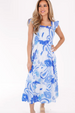 Delayney Midi Dress - Blue + White