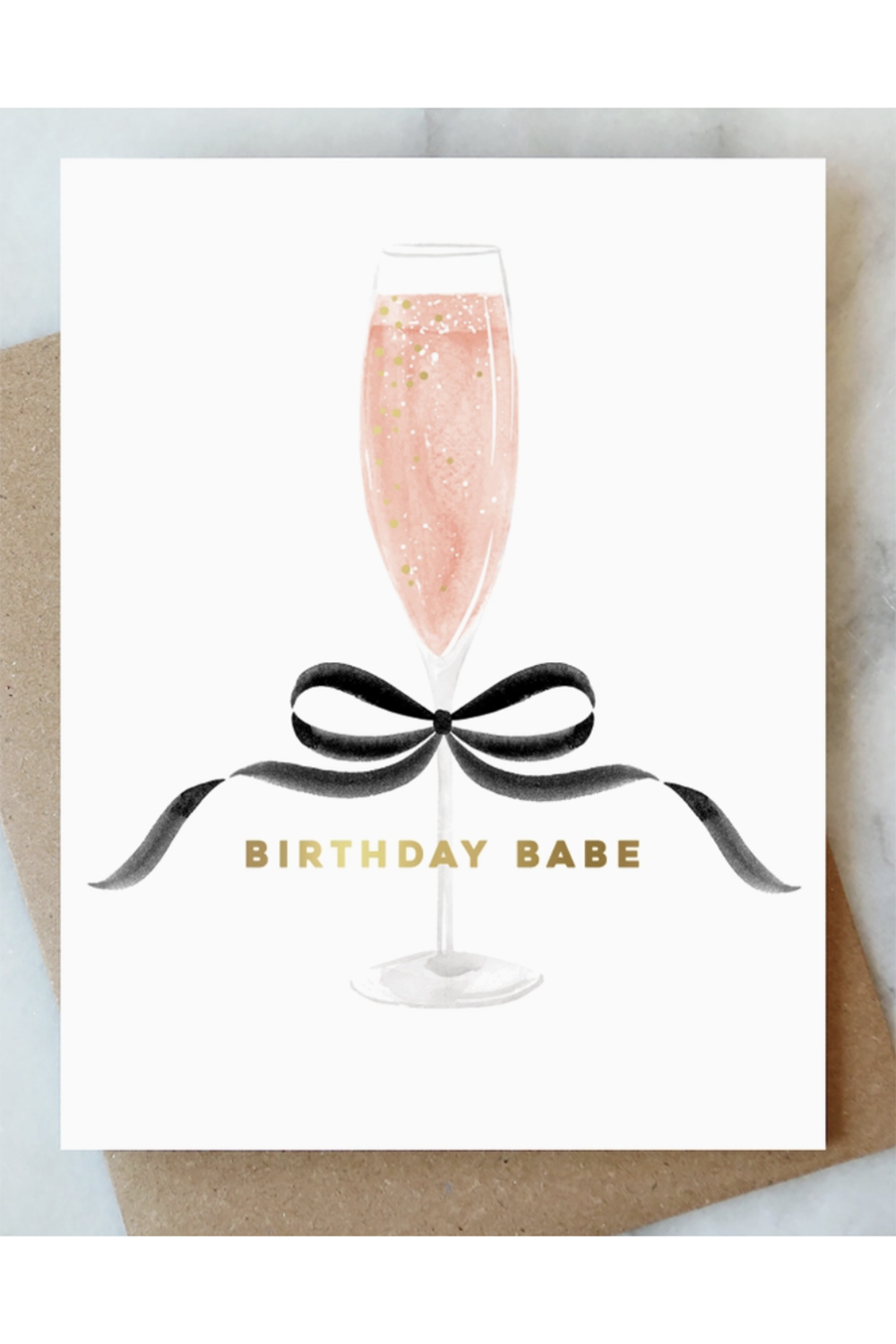 AJD Birthday Card - Bow Rosé Champage