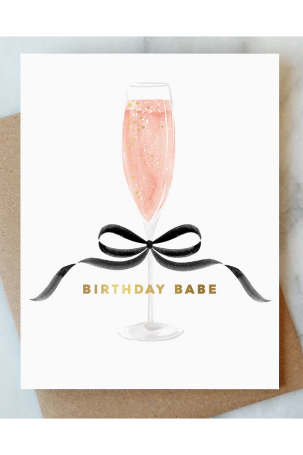 AJD Birthday Card - Bow Rosé Champage