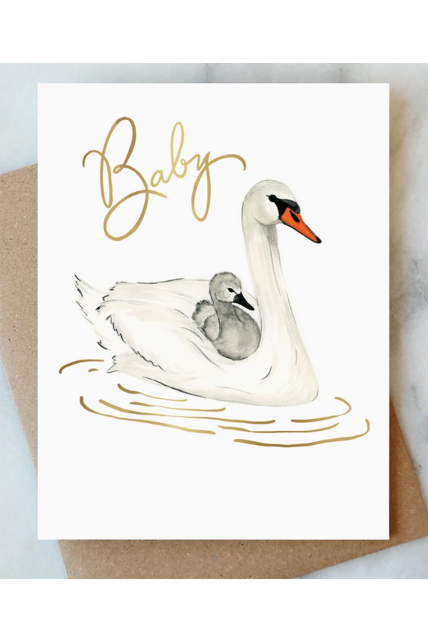 AJD Baby Card - Swans