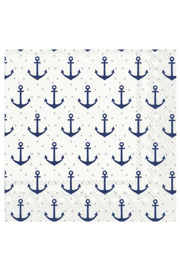 Cocktail Napkin Pack - Anchor Dots Blue Grey