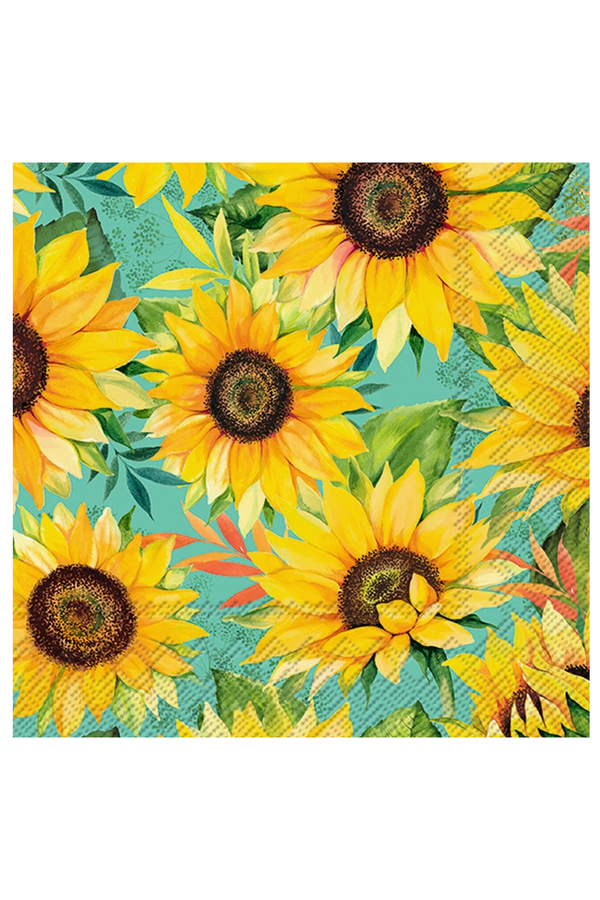 Cocktail Napkin Pack - Vincent Green Sunflowers