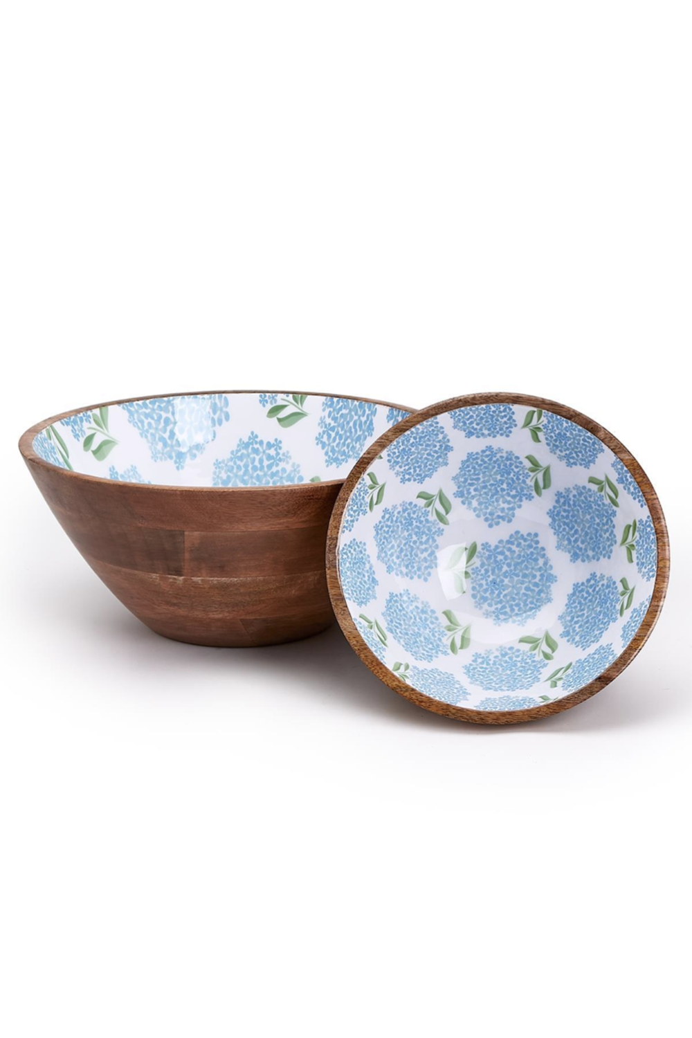 Wood Hydrangea Bowl - Blue