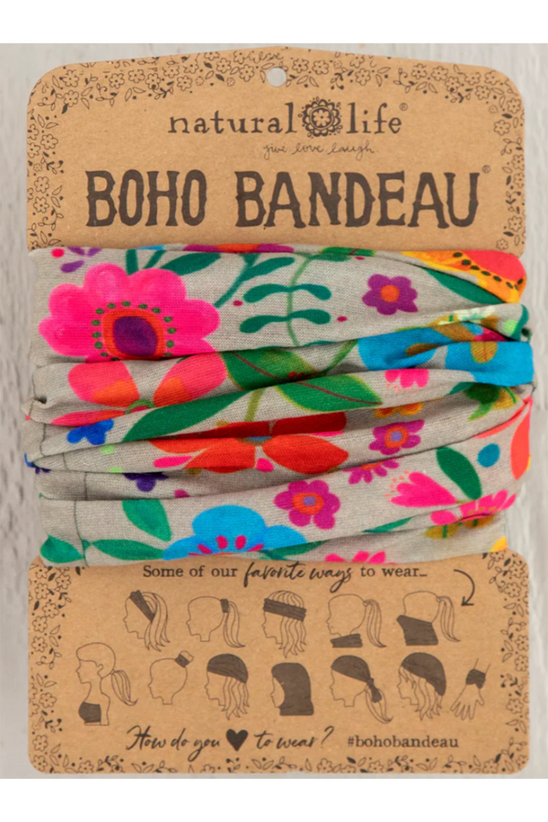 Boho Bandeau - Light Taupe Folk Floral