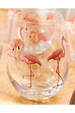 Glass Flamingo Single Stemless Wine Glass