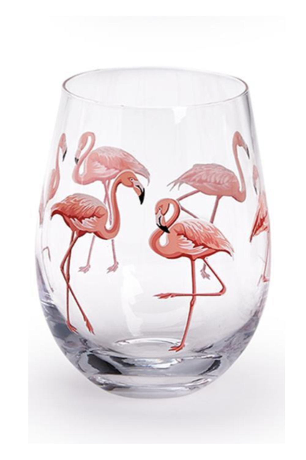 Glass Flamingo Single Stemless Wine Glass