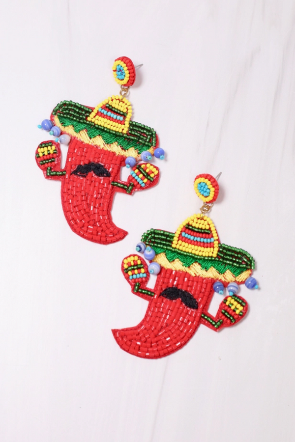 Bejeweled Earring - Chili Pepper Sombrero
