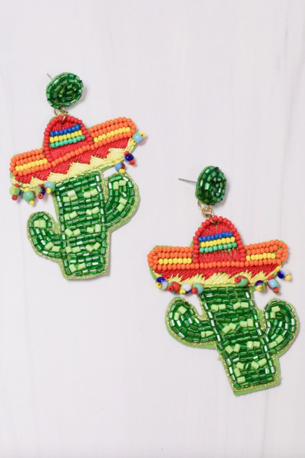 Bejeweled Earring - Cactus with Sombrero