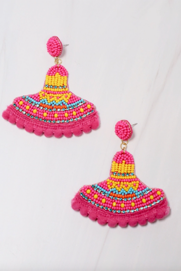 Bejeweled Earring - Pink Sombrero