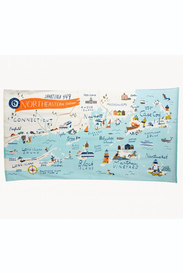 SIDEWALK SALE ITEM - Destination Map Beach Towel - Northeastern Harbors