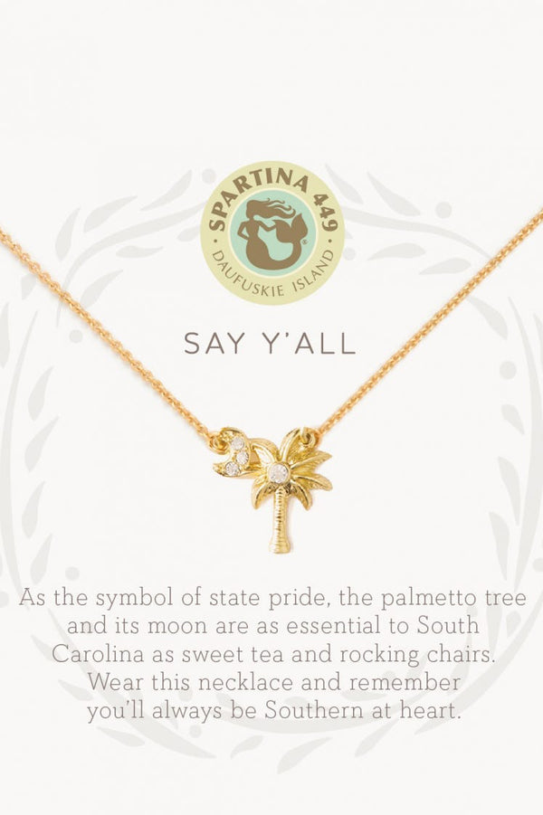 Sea La Vie Necklace - Gold Say Y'all Palmetto Tree