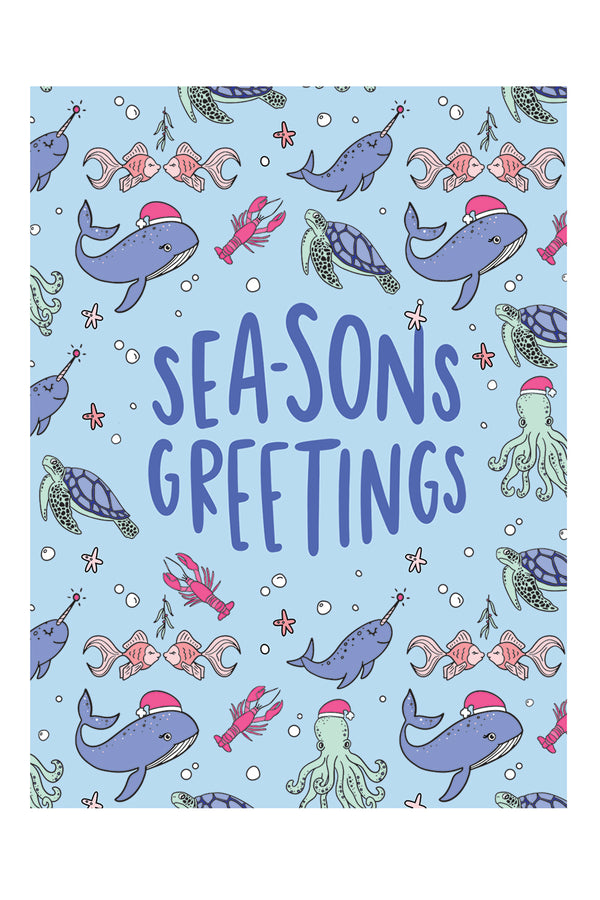 Trendy Holiday Card - Sea-sons Greetings