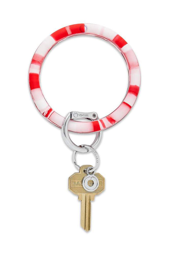 Silicone Big O Key Ring - Marble Cherry on Top Red