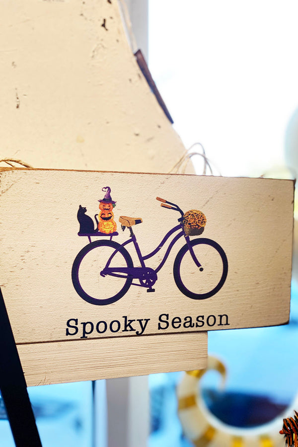 Wooden Twine Hanging Sign - Spooky Season