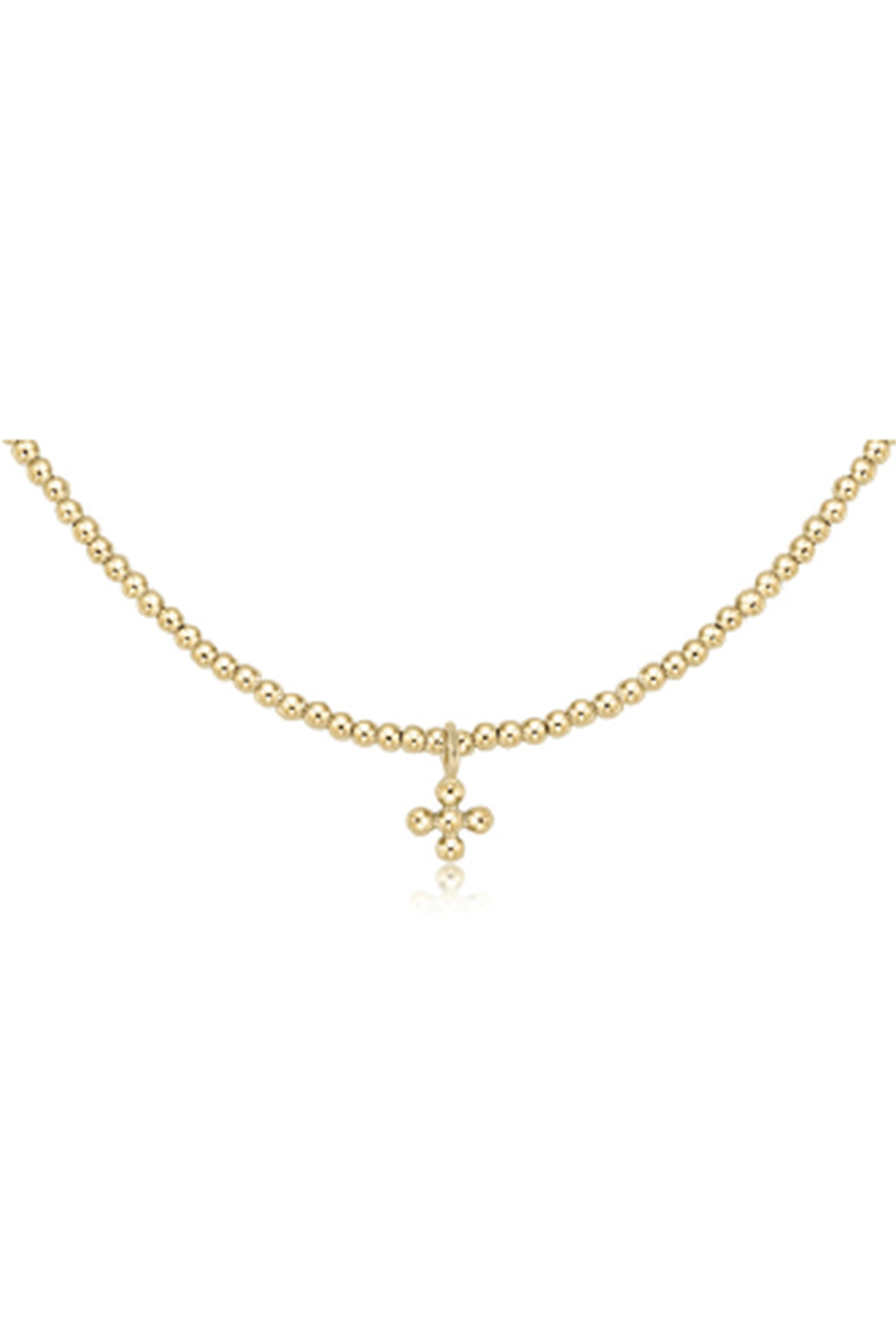 EN Classic Beaded Cross Necklace - Gold