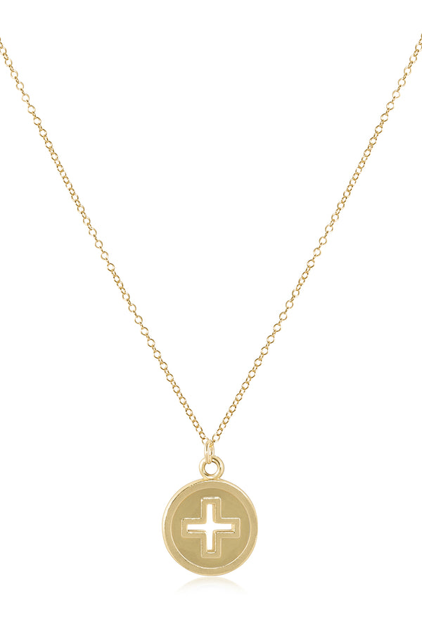 EN Classic Necklace with Signature Cross Disc - Gold
