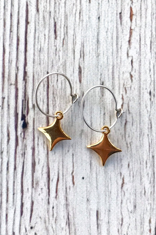 Fairy Tiny Hoop Earring - Gold Star