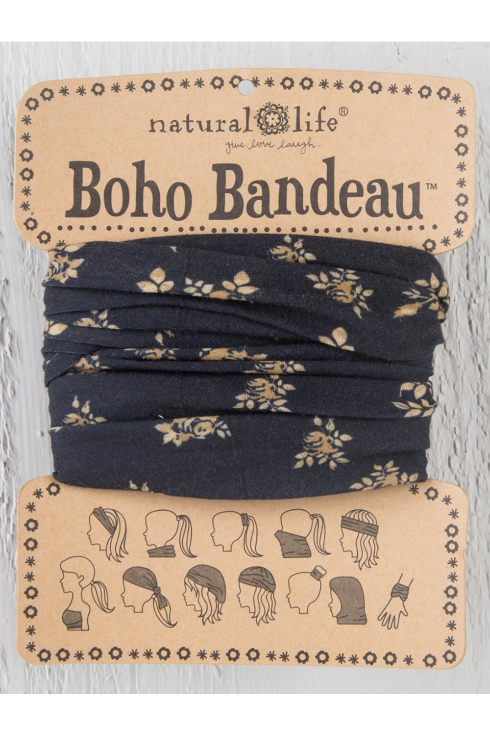 Boho Bandeau - Black Cream Floral