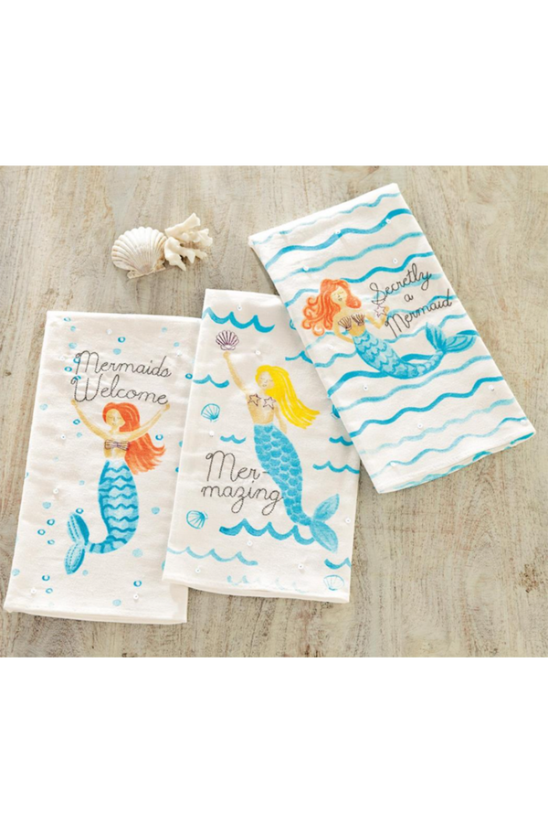 Embroidered Mermaid Kitchen Towel