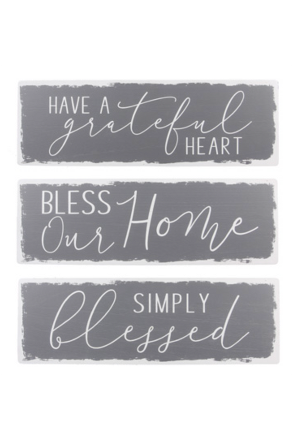 Gray Wood Boxed Blessing Sign