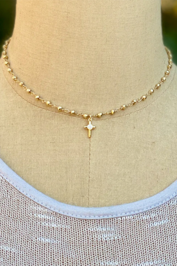 SIDEWALK SALE ITEM - ID Golden Necklace - Cross