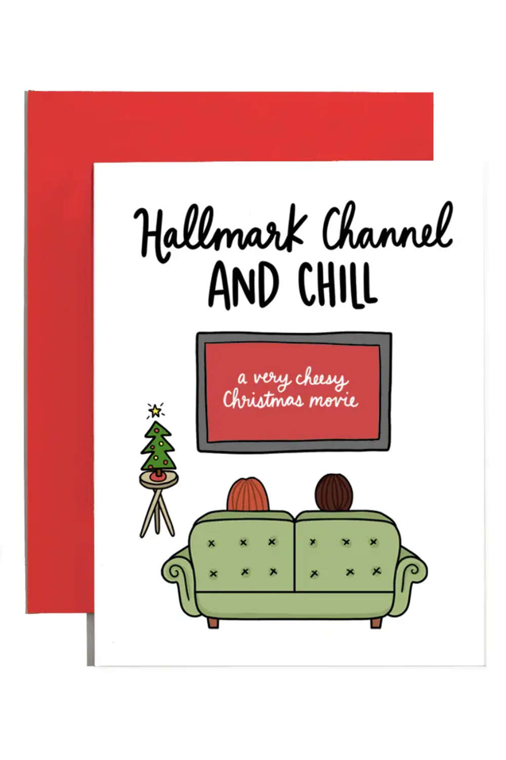 Trendy Holiday Card - Cheesy Christmas Movies & Chill