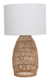 Hand-Woven Cane Lamp with Cotton Shade
