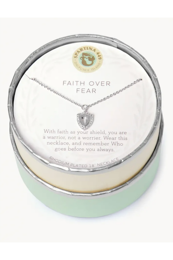 Sea La Vie Necklace - Silver Faith Over Fear Shield