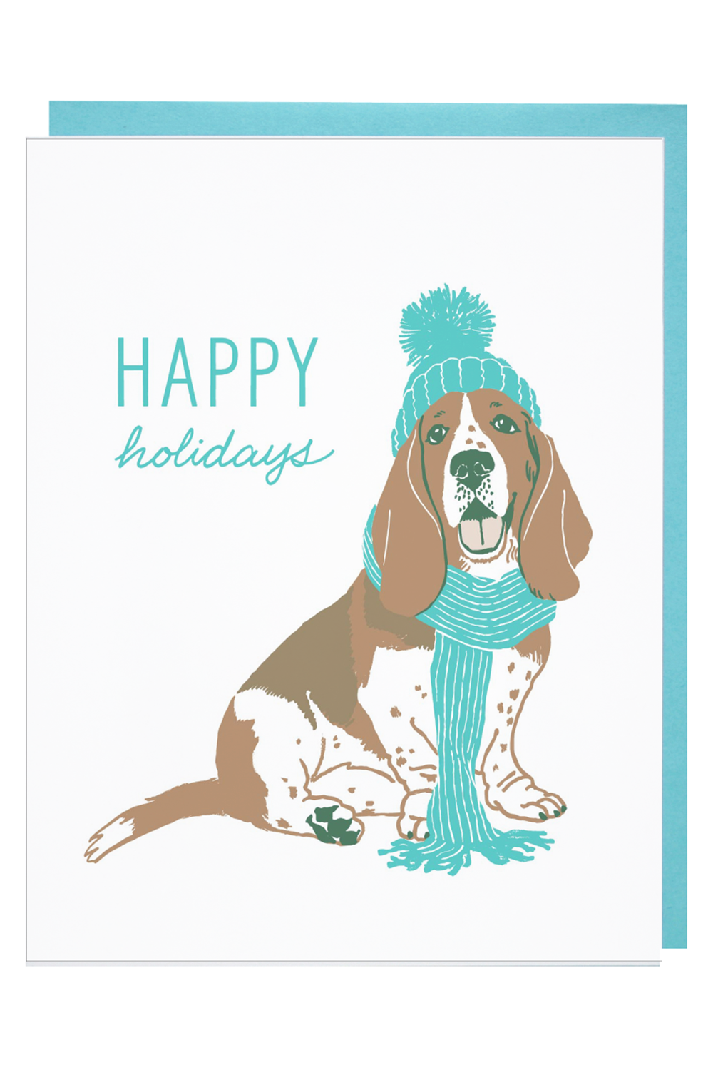 Smudgey Holiday Greeting Card - Bundled Up Bassett Hound