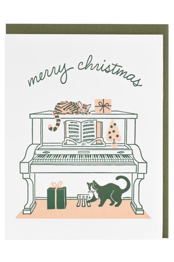 Smudgey Holiday Greeting Card - Musical Cats