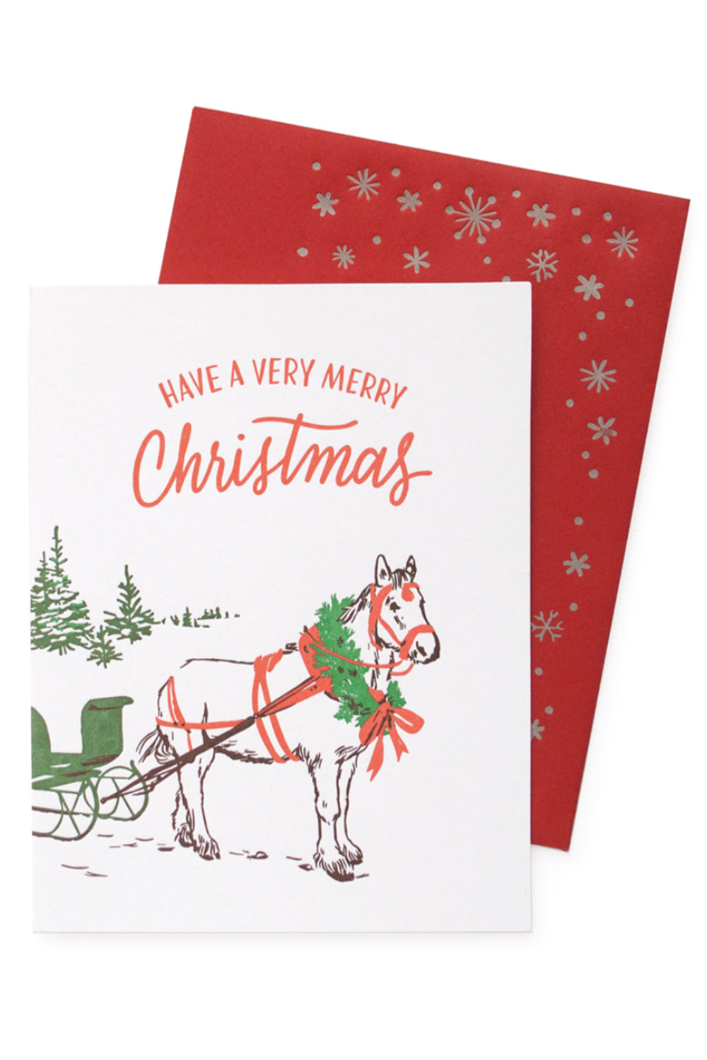 Smudgey Holiday Greeting Card - Horse and Sleigh