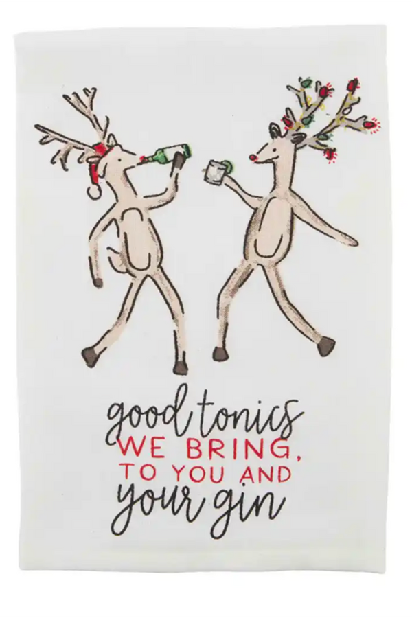 Vibrant Christmas Drinking Towel - Reindeer